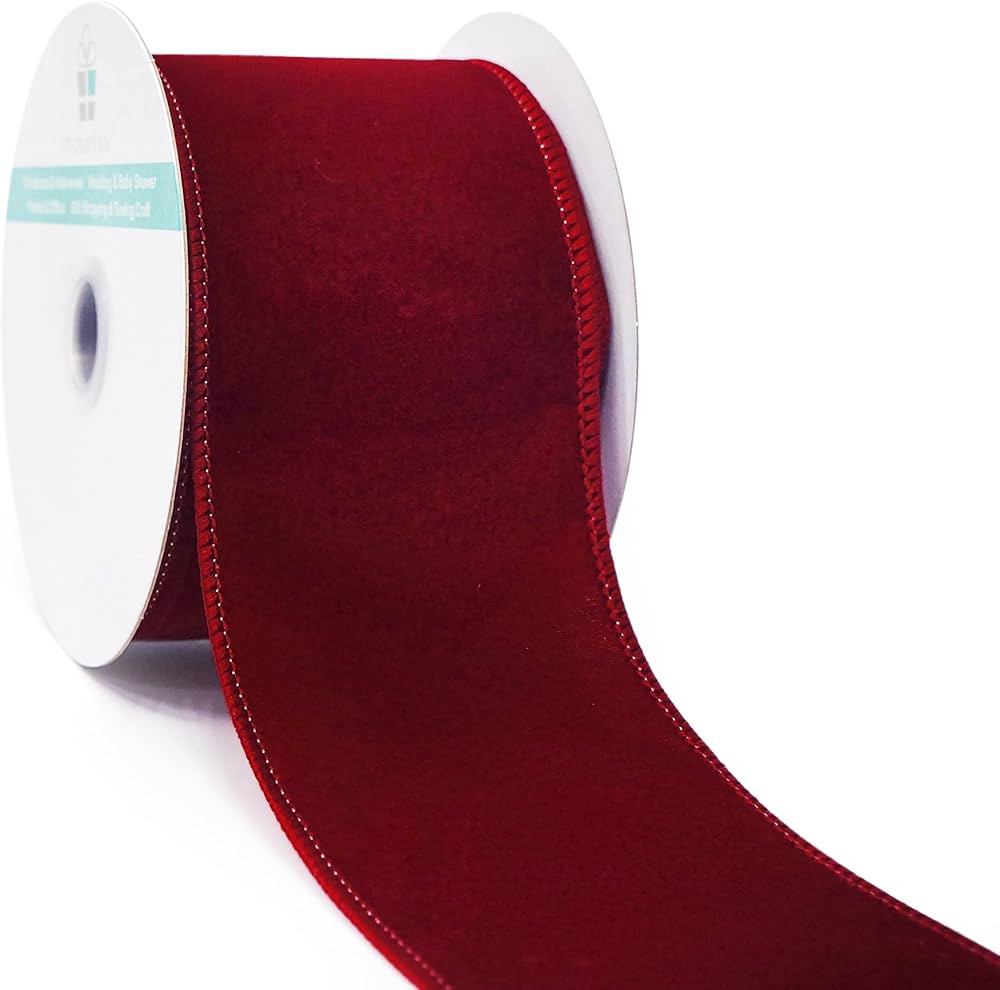 CT CRAFT LLC Plain Velvet Wired Ribbon for Home Decor, Gift Wrapping, DIY Crafts, 2.5” x 10 Yar... | Amazon (US)
