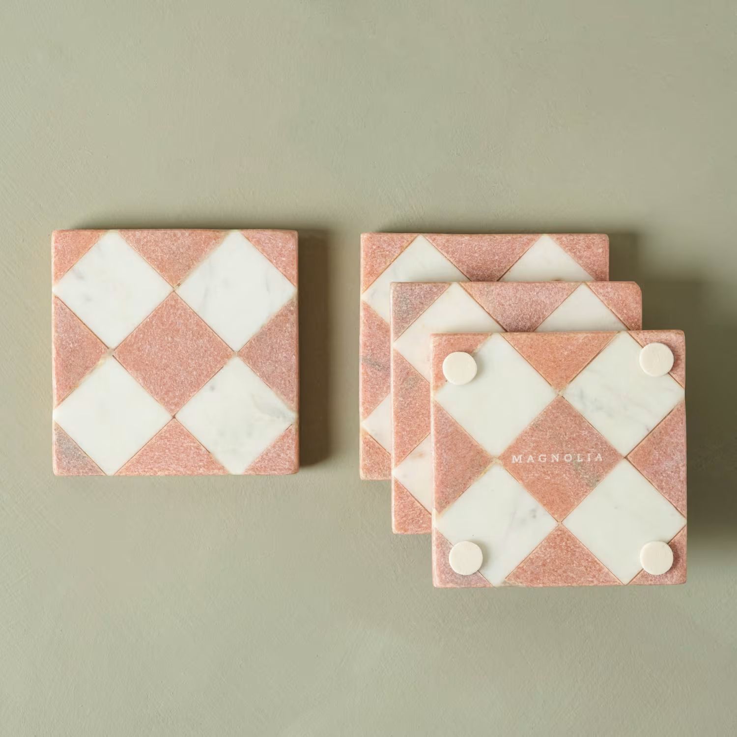 Carmella Checkered Marble Coasters Set of Four | Magnolia