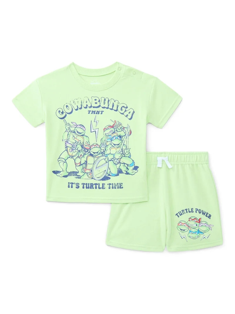 Teenage Mutant Ninja Turtles Baby Boys Short Sleeve Graphic Tee and Shorts Set, 2-Piece, Sizes 0/... | Walmart (US)