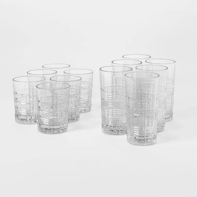 12pc Glass Assorted Beveled Tumblers - Threshold™ | Target