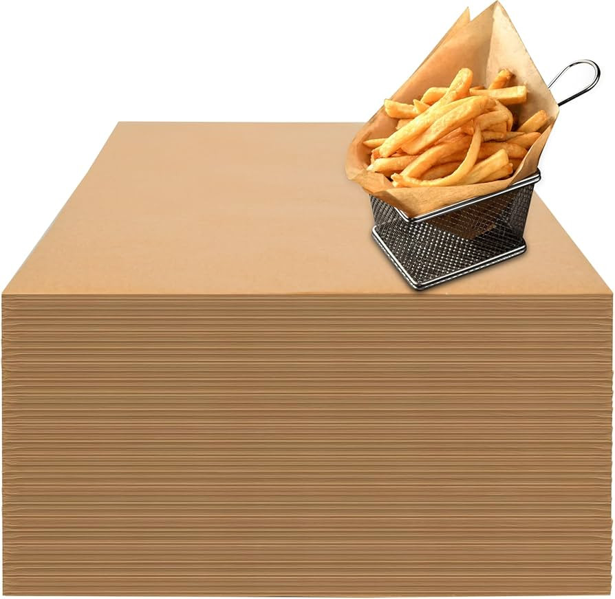 100 Count Pre-Cut Deli Wax Paper Sheets, 12x12" Natural Kraft Parchment Paper Sheets for Food Bas... | Amazon (US)