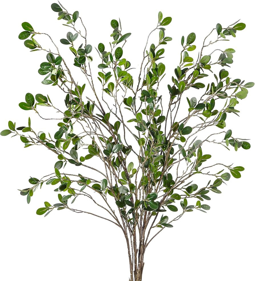 Sggvecsy 43’’ 5Pcs Artificial Ficus Branches Faux Leaf Spray Green Eucalytus Branches Artific... | Amazon (US)