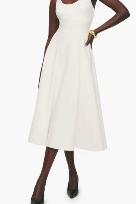 White midi dress 

#LTKparties #LTKstyletip #LTKover40