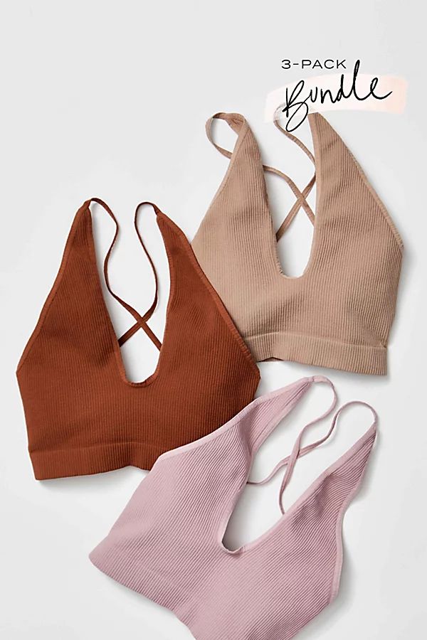 What's The Scoop Bralette 3-Pack Bundle by Intimately at Free People, Pink Latte, XS/S | Free People (Global - UK&FR Excluded)