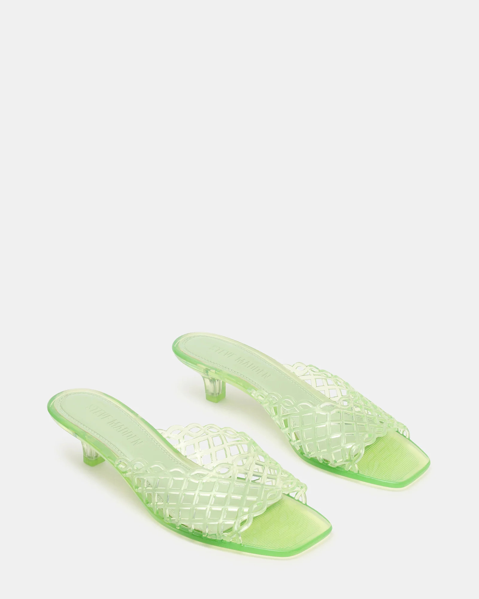 GINGER Pistachio Square-Toe Woven Strap Mule Women's Kitten Heel | Steve Madden (US)