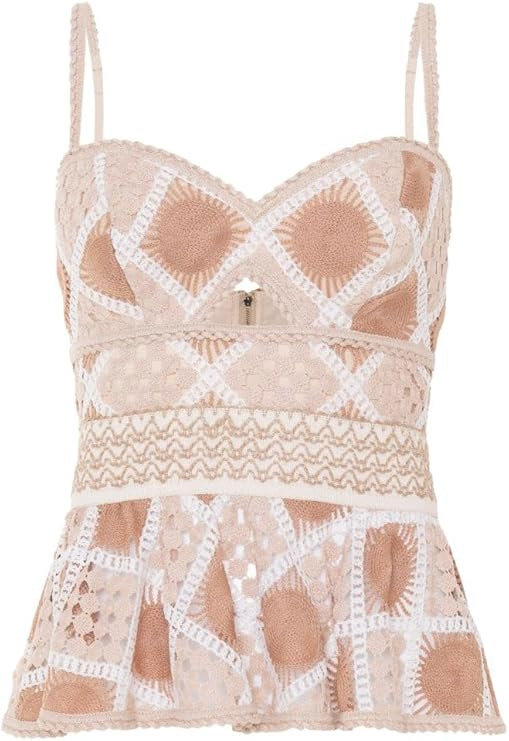 Amazon.com: PATBO, Bossa Crochet Peplum Top, 2, Beige : Clothing, Shoes & Jewelry | Amazon (US)