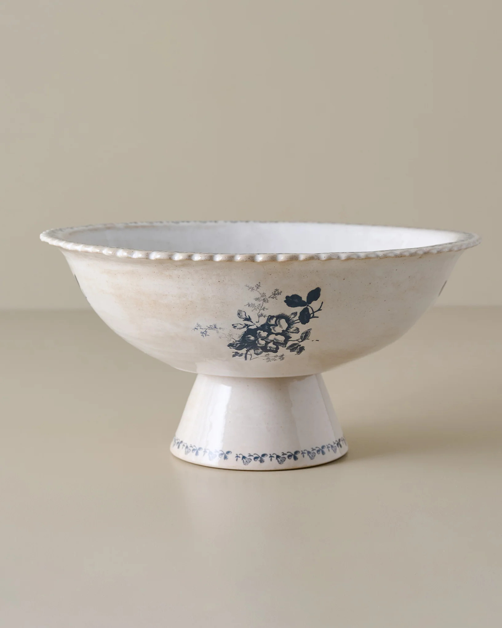 Heirloom Garden Floral Pedestal Serving Bowl | Magnolia
