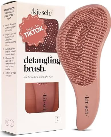 Kitsch Detangler Brush – Gentle Curly Hair Brush with Flexible Bristles for All Hair Types - We... | Amazon (US)