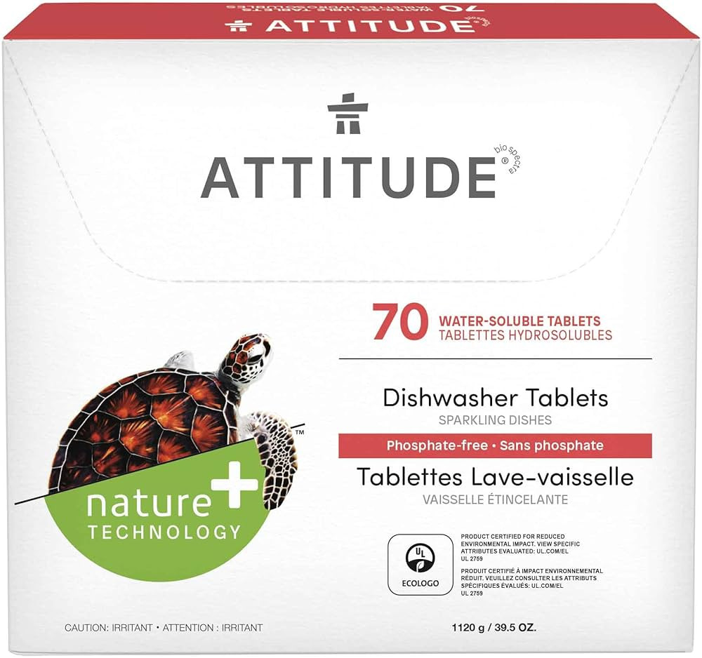 ATTITUDE Dishwasher Pods, Naturally Derived Dishwashing Detergent, Vegan and Plant-Based Dish Soa... | Amazon (US)