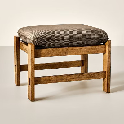 Wood Frame Ottoman with Attached Cushion - Brown - Hearth & Hand™ with Magnolia Furniture | Target