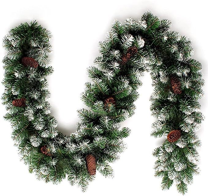 STRPRETTY BASIC 9 FT Christmas Garland with Pine Cones, Artificial Xmas Garland Non-Lit Pine Garl... | Amazon (US)