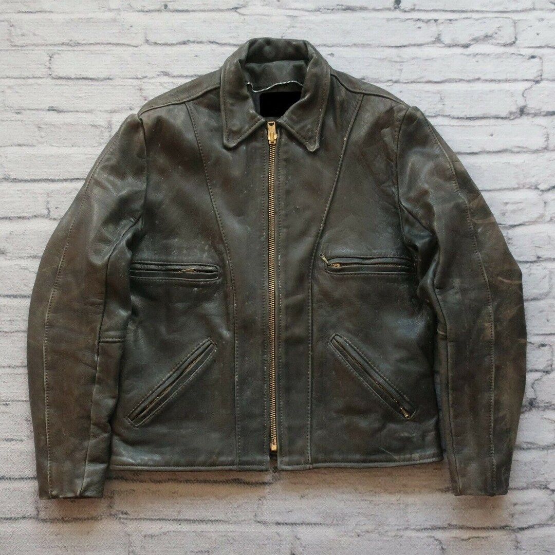 80s Style Distressed Brown Real Leather Jacket Mens, Streetwear Vintage Six Pocket Motorcycle Lea... | Etsy (US)
