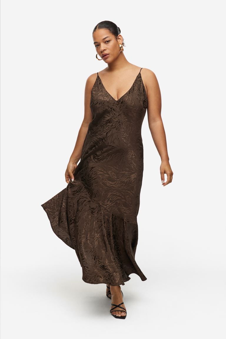 Asymmetric-hem Slip Dress - Dark brown - Ladies | H&M US | H&M (US + CA)