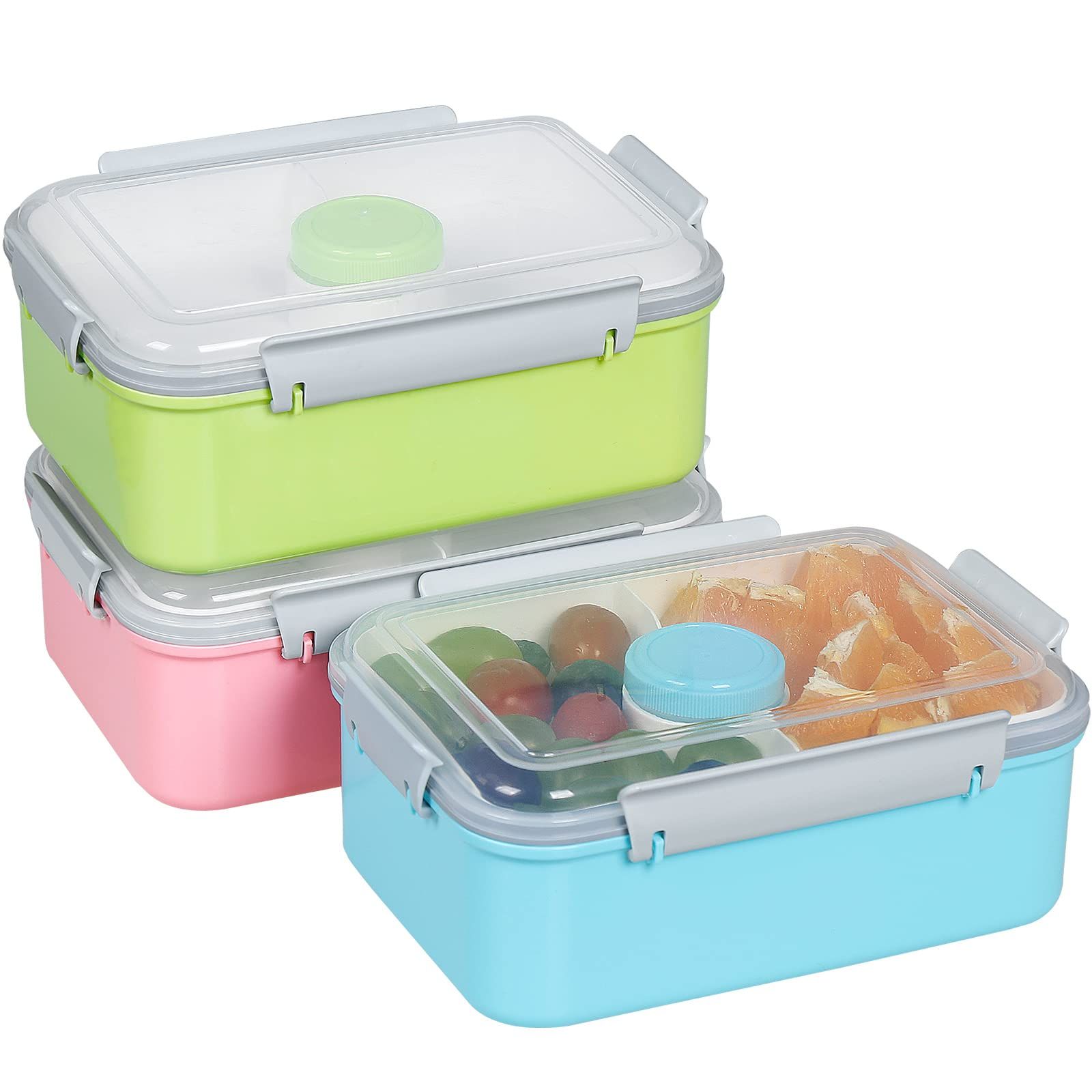shopwithgreen Set of 3 Salad Food Storage Container To Go, 47-oz Bento Box with Removable Tray & ... | Amazon (US)
