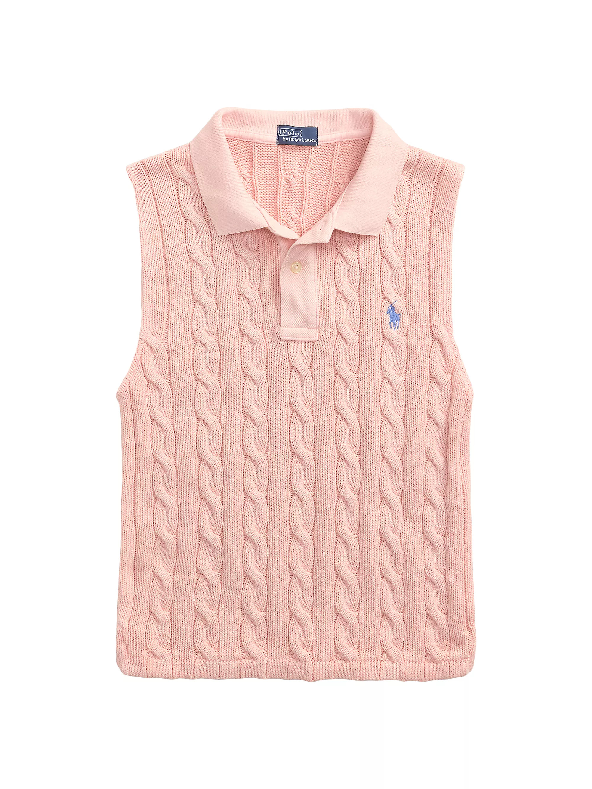Cable-Knit Crop Polo Vest | Saks Fifth Avenue