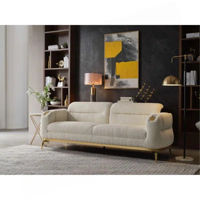 Modern Style Sofa Made With Wood And Gold Accents | Wayfair North America