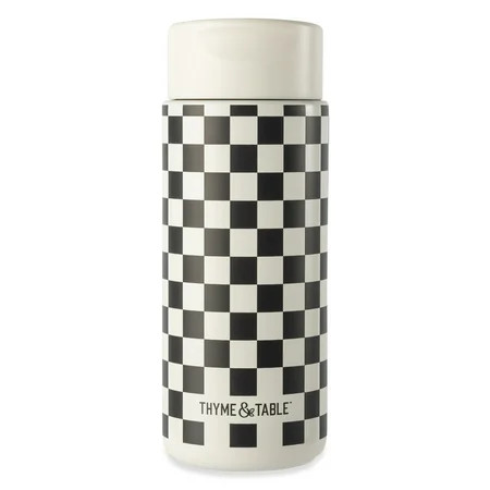 Thyme & Table 22 fl oz Stainless Steel Coffee Tumbler, Cream & Black Check | Walmart (US)
