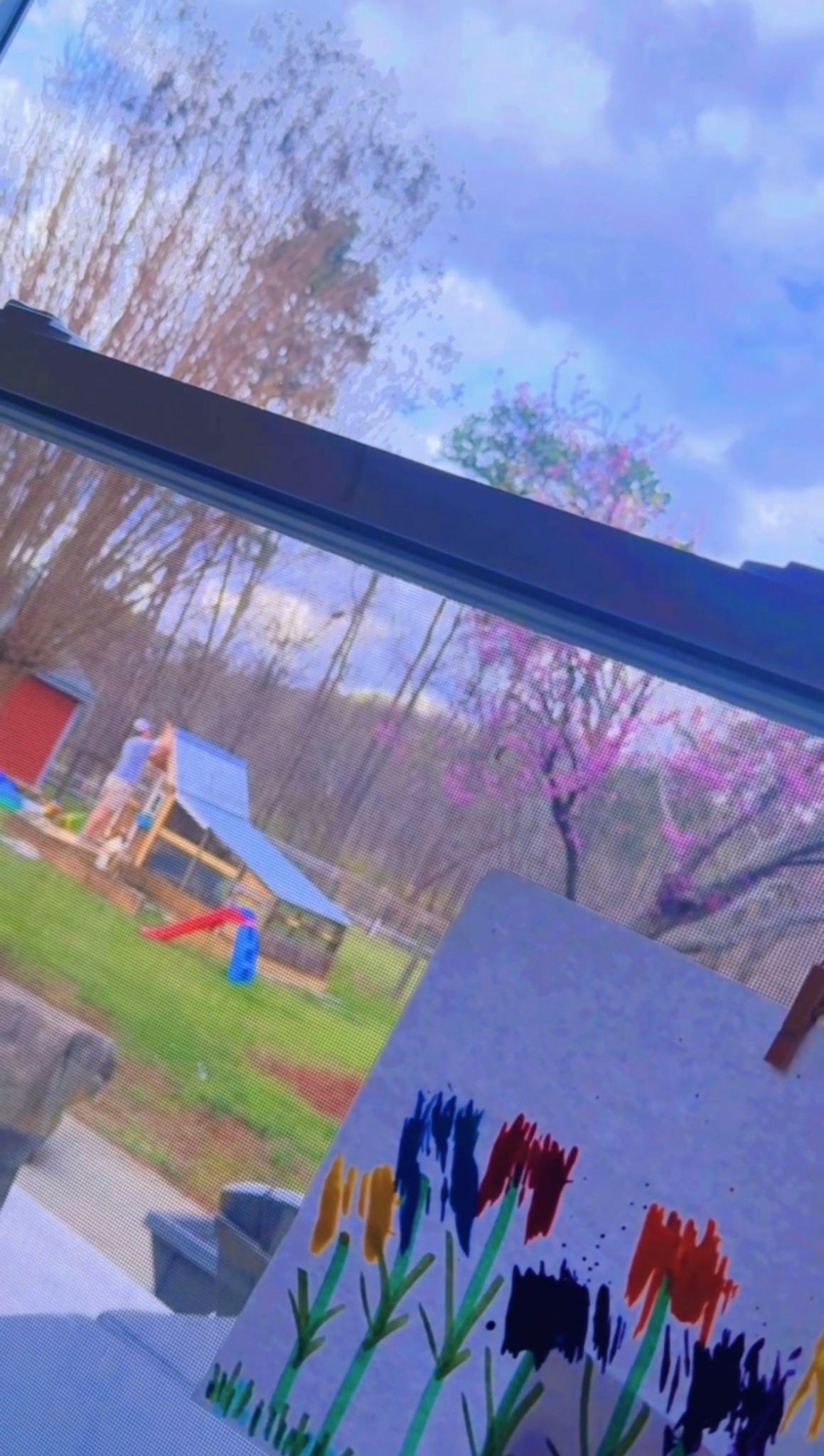 And just got both babies 👶🏼 down for their naps 💤 and walked by this sweet view 🤭 out the homeschool room 🍎 window 🪟- I mean… does it get any hotter 😮‍💨 than your man working with his hands 🙌🏽 on a project for you?! 🛠️ He is adding another nesting coop and big run off our chicken 🐓 coop 🪵 to make room for our new chickadees 🐥 in a couple weeks (& more after we get back from our Easter 🐣 beach 🏝️ trip 😍) and eeeeek I’m SO excited about it!!! 🤭 