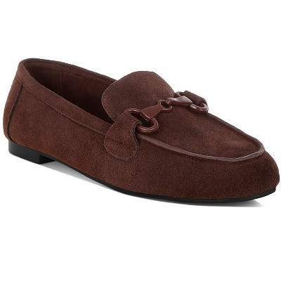 Rag & Co Womens Awen Monochromatic Horsebit Real Suede Loafers 5 | Target