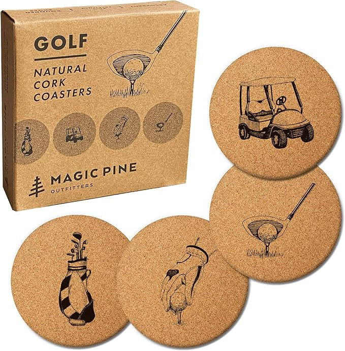 Unique Gift for Golfers - Golf-Themed Cork Coasters (Set of 4) - It's a Great Dad Golf Gift, Gift... | Amazon (US)