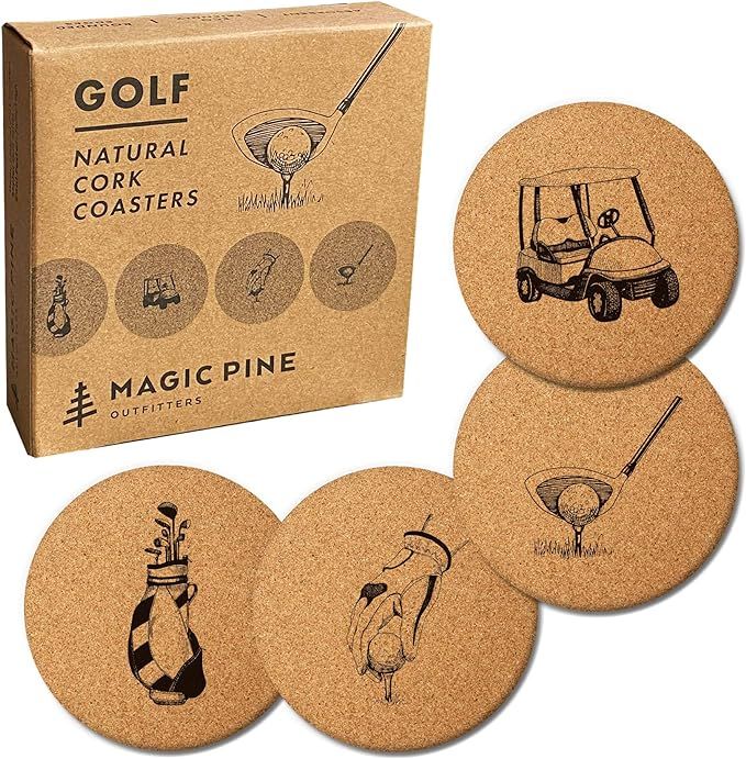 Unique Gift for Golfers - Golf-Themed Cork Coasters (Set of 4) - It's a Great Dad Golf Gift, Gift... | Amazon (US)