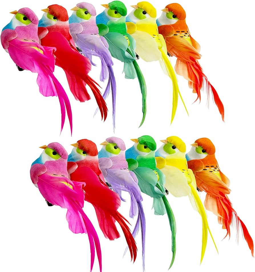 12pcs Artificial Birds Clip on Birds Decorative Spring Summer Ornaments for Tree Yard Patio Wreat... | Amazon (US)