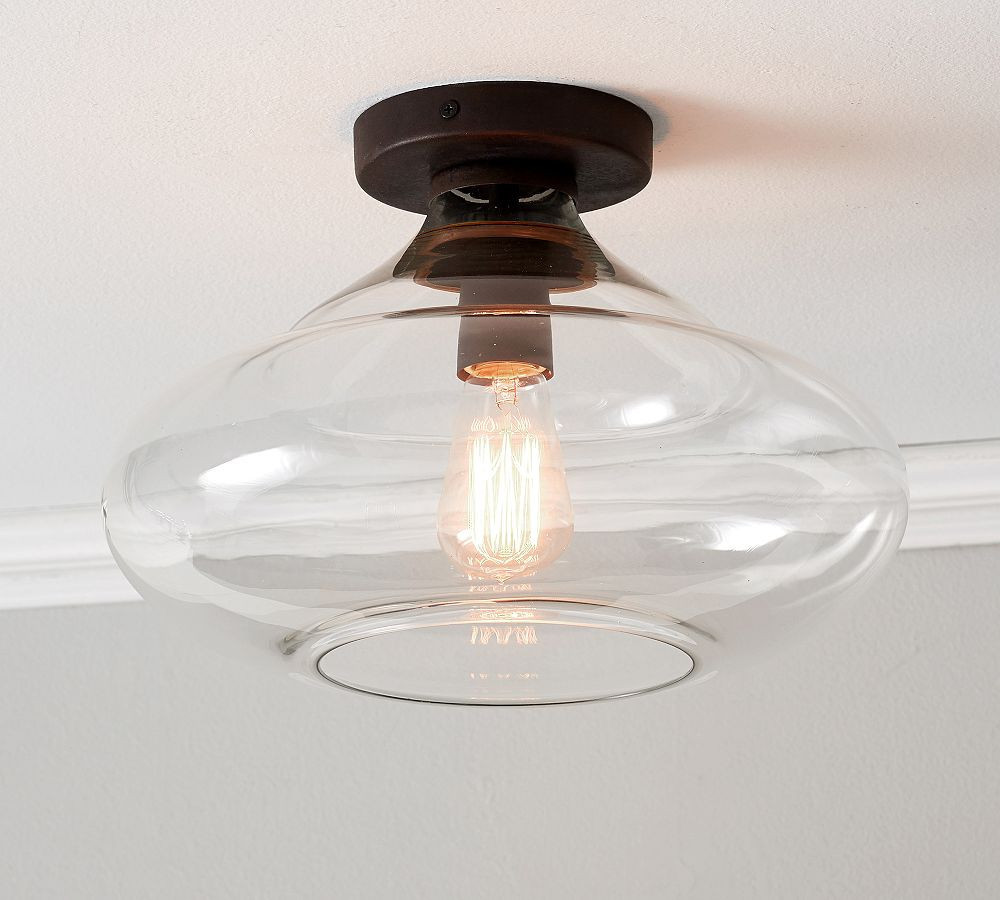 McCarthy Glass 14"" Flush Mount, Bronze | Pottery Barn (US)