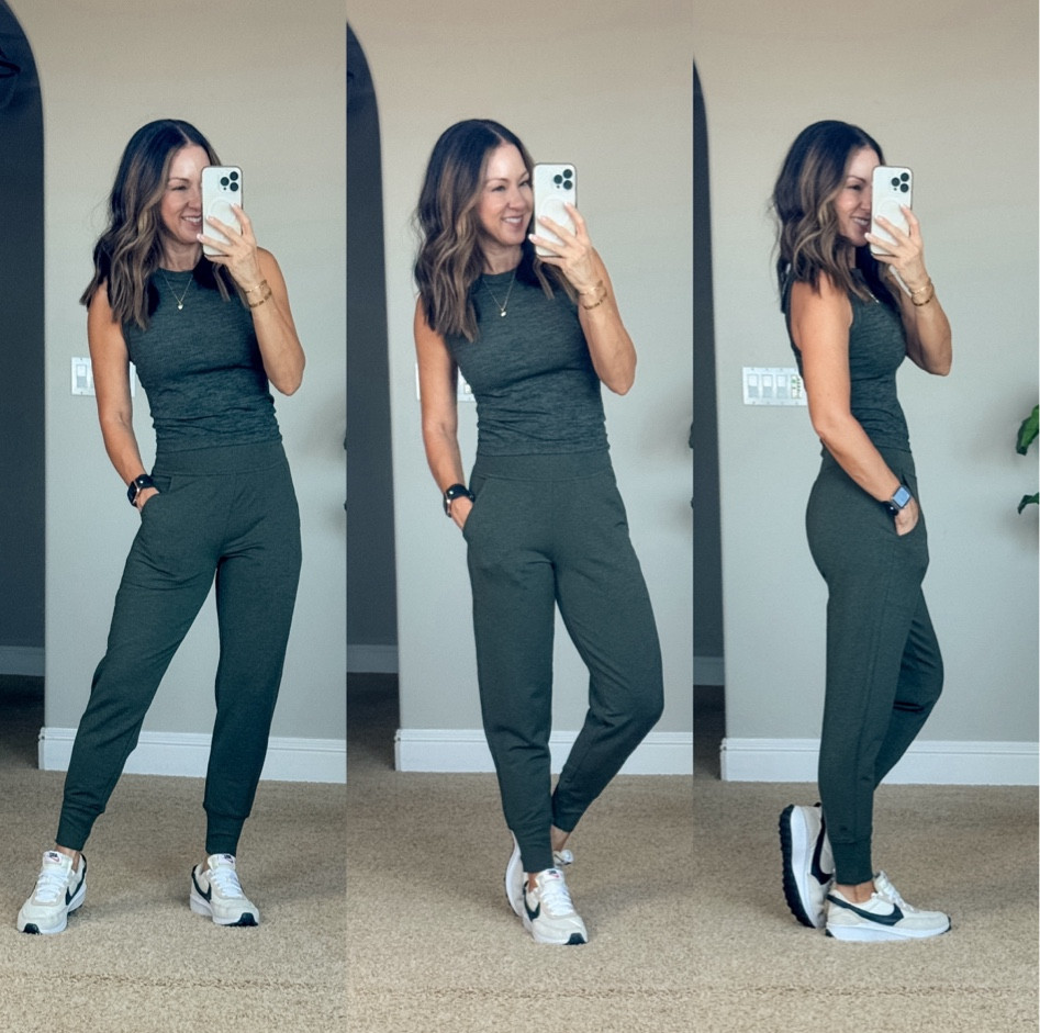 These are a few of my faves  at Athleta!

For reference: I’m 5’1”, 109lbs
Renew Tank: small in Moss Heather
Coaster Luxe Joggers : XXS Petite in Aspen Olive 
Heather - high wasted.

Tank top  casual outfit  joggers  petite friendly  loungewear  sneakers  fall fashion  EverydayHolly 

#LTKStyleTip #LTKSeasonal