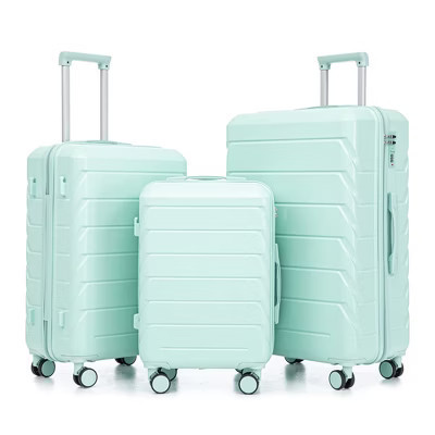 Okak 3 Pcs/Set ABS Luggage Sets with Spinner Wheel, Light Weight Carry On Suitcase with Combination Lock, Checked Luggage for Family, Mint Green | Target