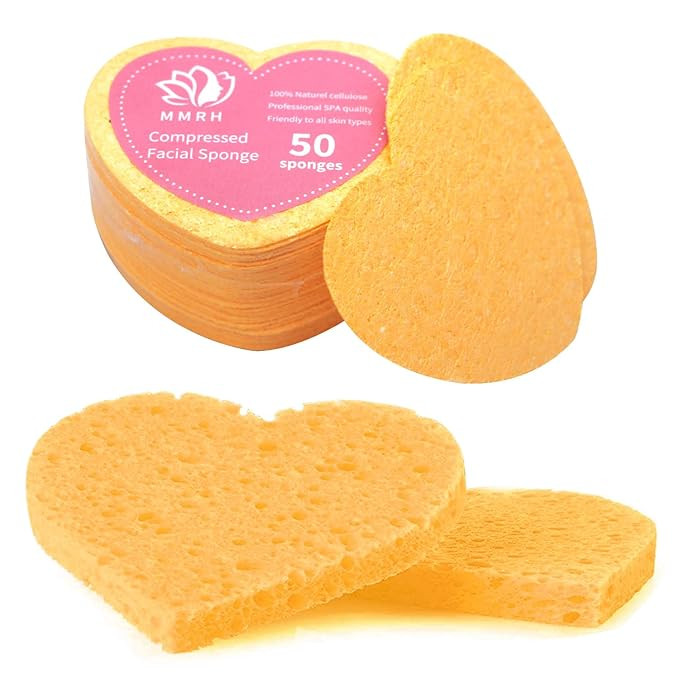 MMRH Facial Sponges , Heart ShapeCompressed Facial Sponges 100% Natural Cellulose Face Sponge Pro... | Amazon (US)