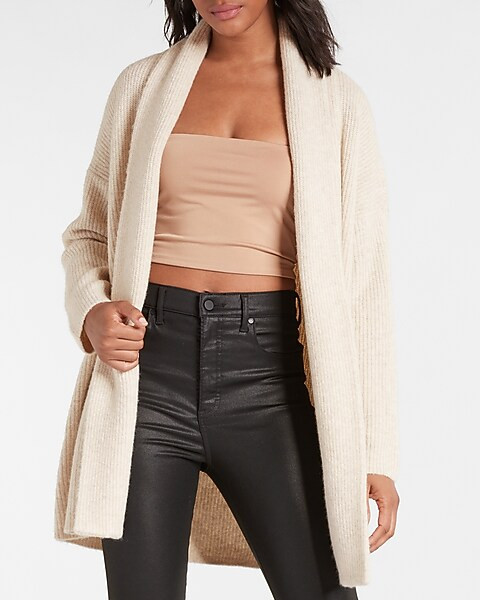 Ribbed Shawl Collar Cardigan | Express