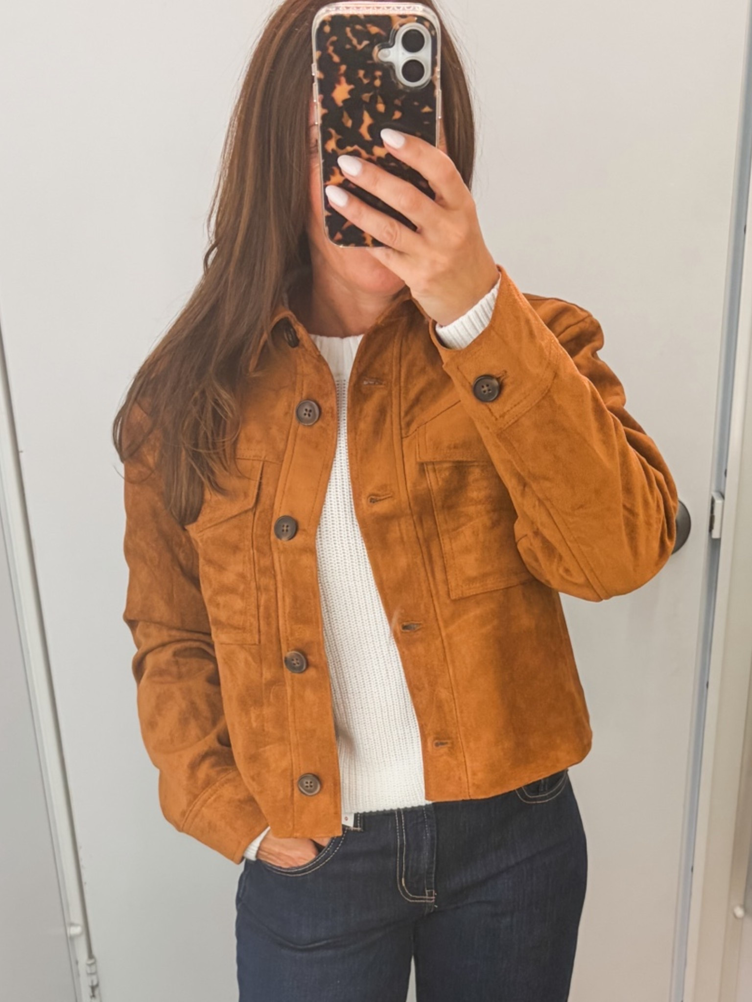 Old Navy Faux suede jacket and jeans.

#LTKOver40 #LTKSeasonal #LTKSaleAlert
