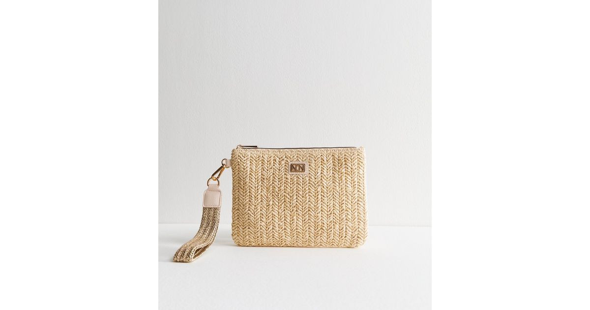 Stone Woven Raffia Look Clutch Bag  | New Look | New Look (UK)