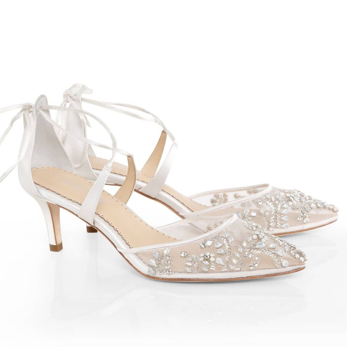 Ivory Wedding Crystal Studded Heels | Bella Belle Shoes