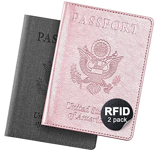Passport Holder For Women And Men,Passport Cover For Women And Men-Pink&Gray | Amazon (US)