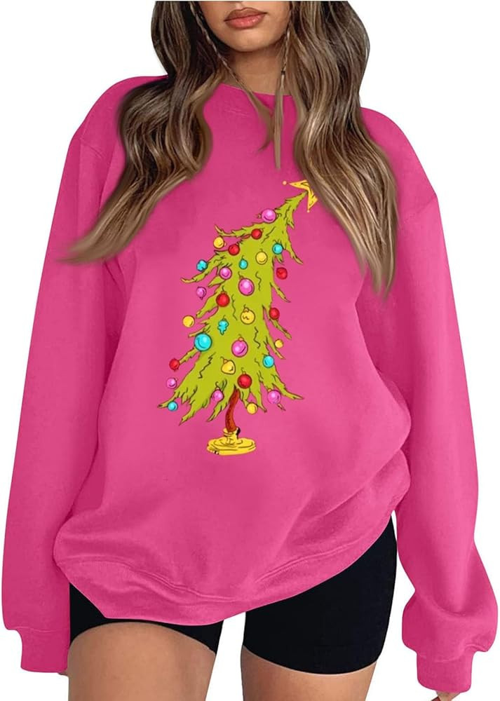 Christmas Sweatshirts for Women Christmas Tree Graphic Sweatshirt Merry Christmas Shirts Xmas Hol... | Amazon (US)