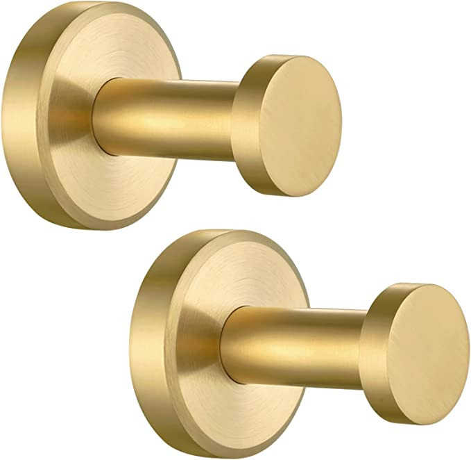 Angle Simple Towel Hook Brushed Gold 2 PCS, SUS304 Stainless Steel Hand Towel Holder, Bathroom To... | Amazon (US)