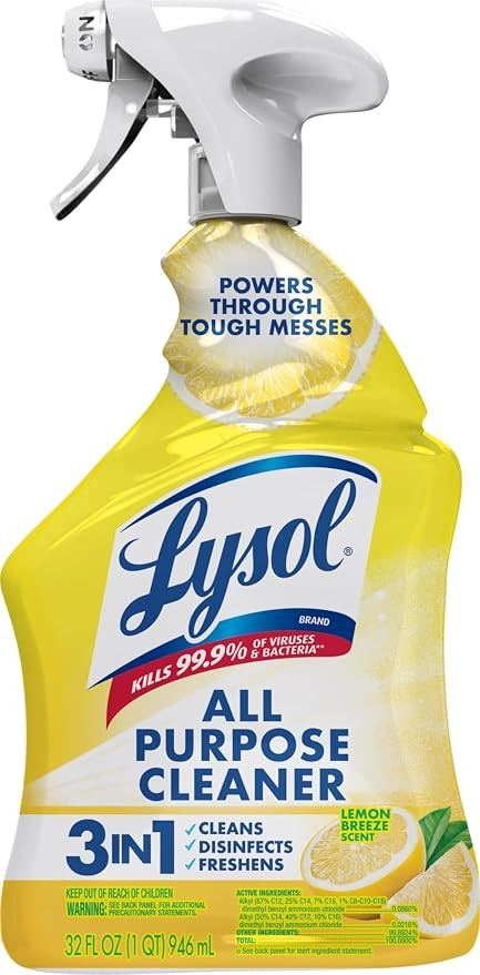 Lysol All Purpose Cleaner Spray, Multi-Purpose Disinfecting Spray, Kitchen & Bathroom Cleaner, Le... | Amazon (US)