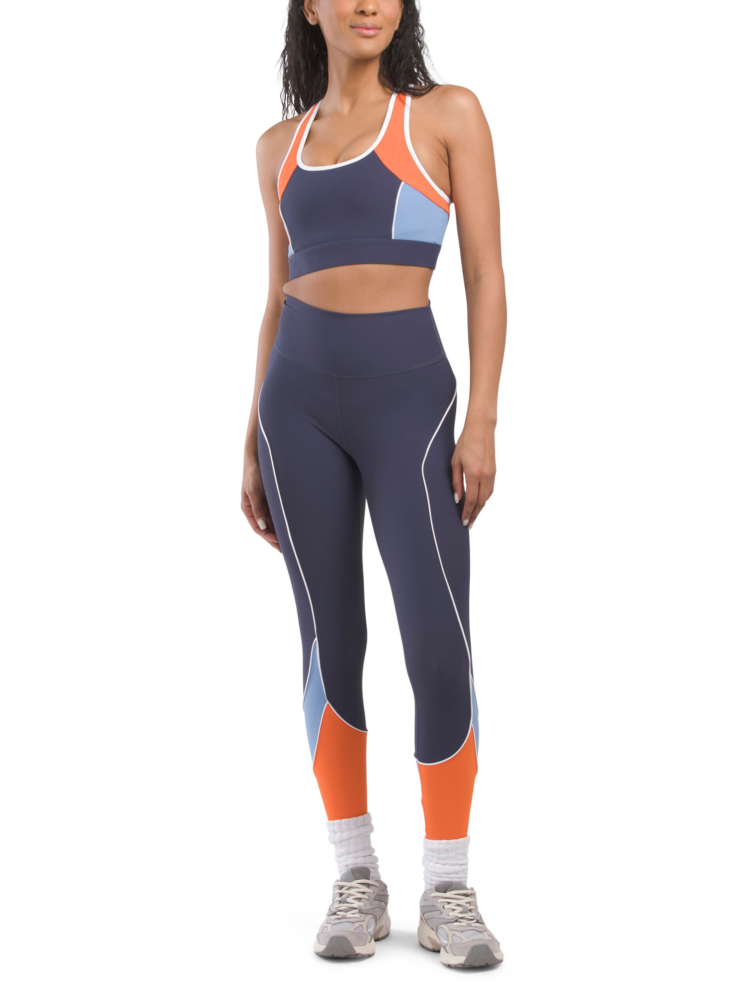 Racerback Panel Sports Bra And Leggings Set | TJ Maxx