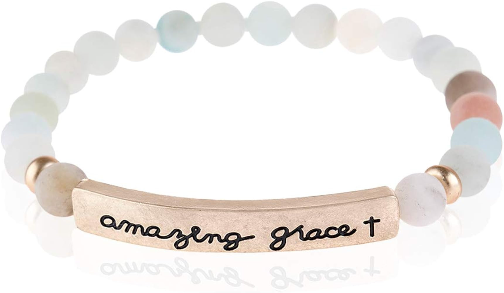 Inspirational Message Prayer Beaded Bracelet - Christian Bible Cuff Blessed, Faith, Love, Hope Natur | Amazon (US)