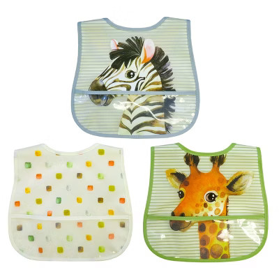 Neat Solutions Terry Toddler Bib Set Peva/Knit - Safari - 3pk | Target
