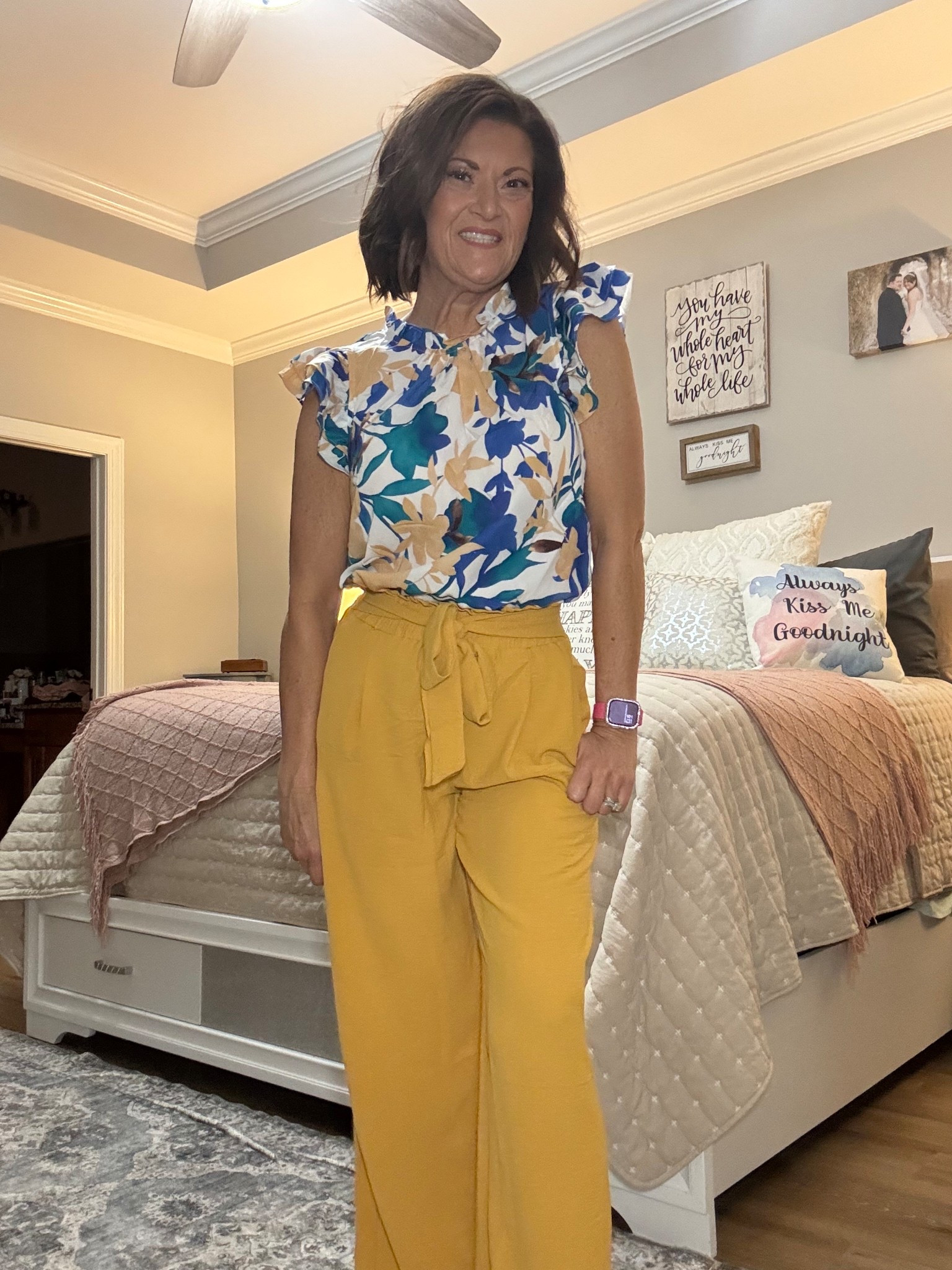 When bold colors meet effortless style 🌼💛 These mustard wide-leg trousers are such a statement piece, and pairing them with a floral ruffle-sleeve blouse gives the perfect balance of playful and polished. The tie-waist detail keeps the look flattering while the flowy fit makes it easy to wear all day.

This combo works beautifully for teacher outfits, business casual days at the office, or brunch when you want to look pulled together but still comfortable. Bright, chic, and ready for summer-to-fall transitions 🍂✨

#AmazonFashion #LTKStyle #AmazonFinds #BusinessCasualOutfit #TeacherStyle #FallOutfitInspo #ElderMillennialStyle

#LTKWorkwear #LTKOver40 #LTKStyleTip