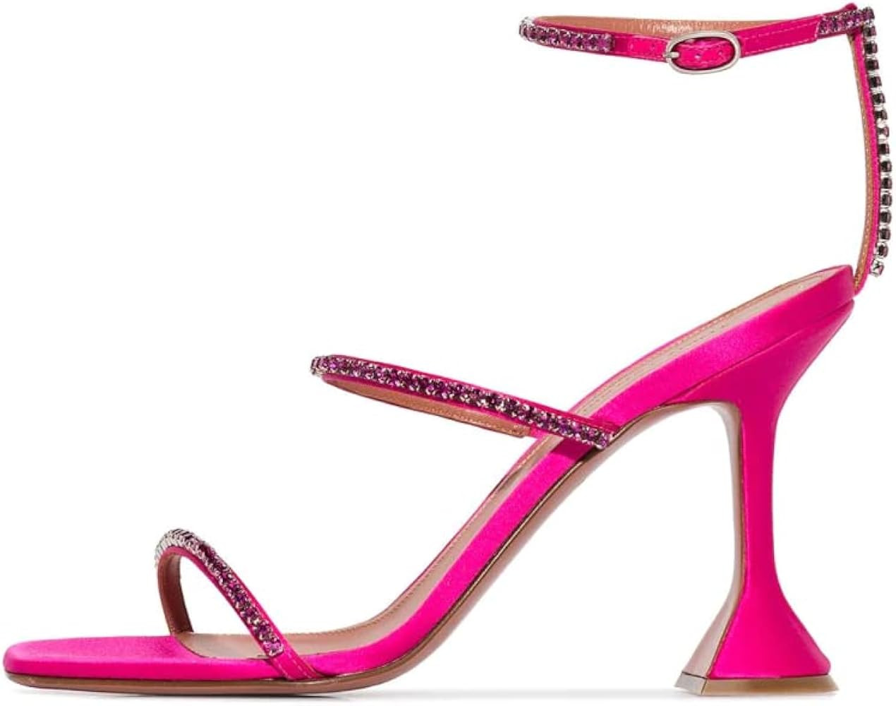 keleimusi Diamante Iridescent Heeled Sandals for Women Ankle Strappy Flared High Heels | Amazon (US)