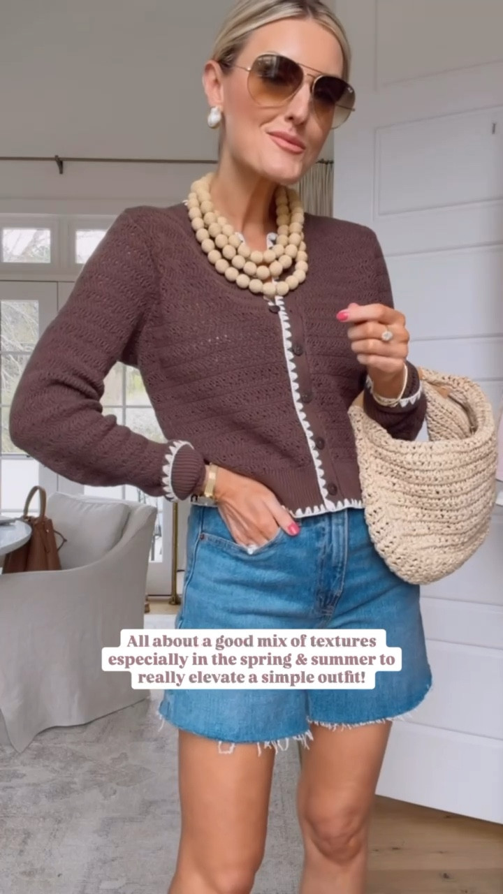 This mix of textures creates the perfect spring look! Love this more elevated way to style denim shorts! Wearing S/27.

Loverly Grey, Abercrombie, spring fashion, spring outfit ideas, denim shorts outfit, jean shorts outfit

#LTKSeasonal #LTKootd