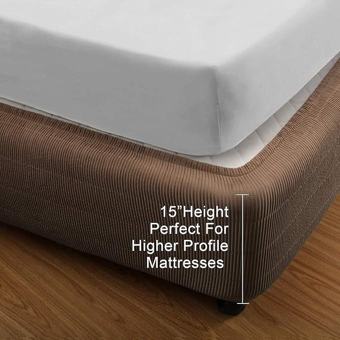 Box Spring Cover- Wrap Around Elastic, Vertical Stripe Pattern Bed Skirt Alternative, and Classic... | Amazon (US)