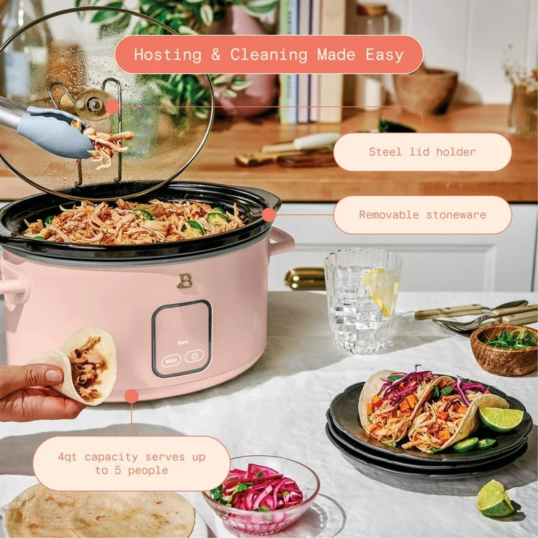 Beautiful 4Qt Slow Cooker with Touch-Activated Display, Rose by Drew Barrymore - Walmart.com | Walmart (US)