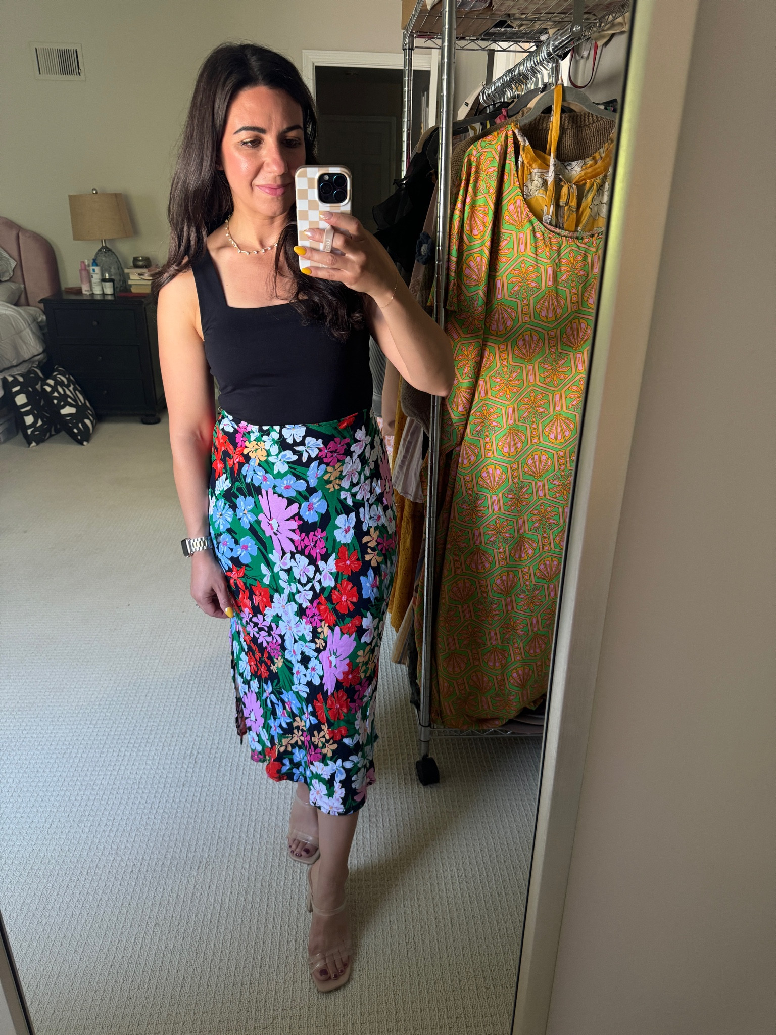 Old navy new arrivals! Small
Floral slip skirt and small square neck bodysuit. These target heels are a great find too and go with everything. On sale today! 

#LTKSaleAlert #LTKFindsUnder50 #LTKStyleTip