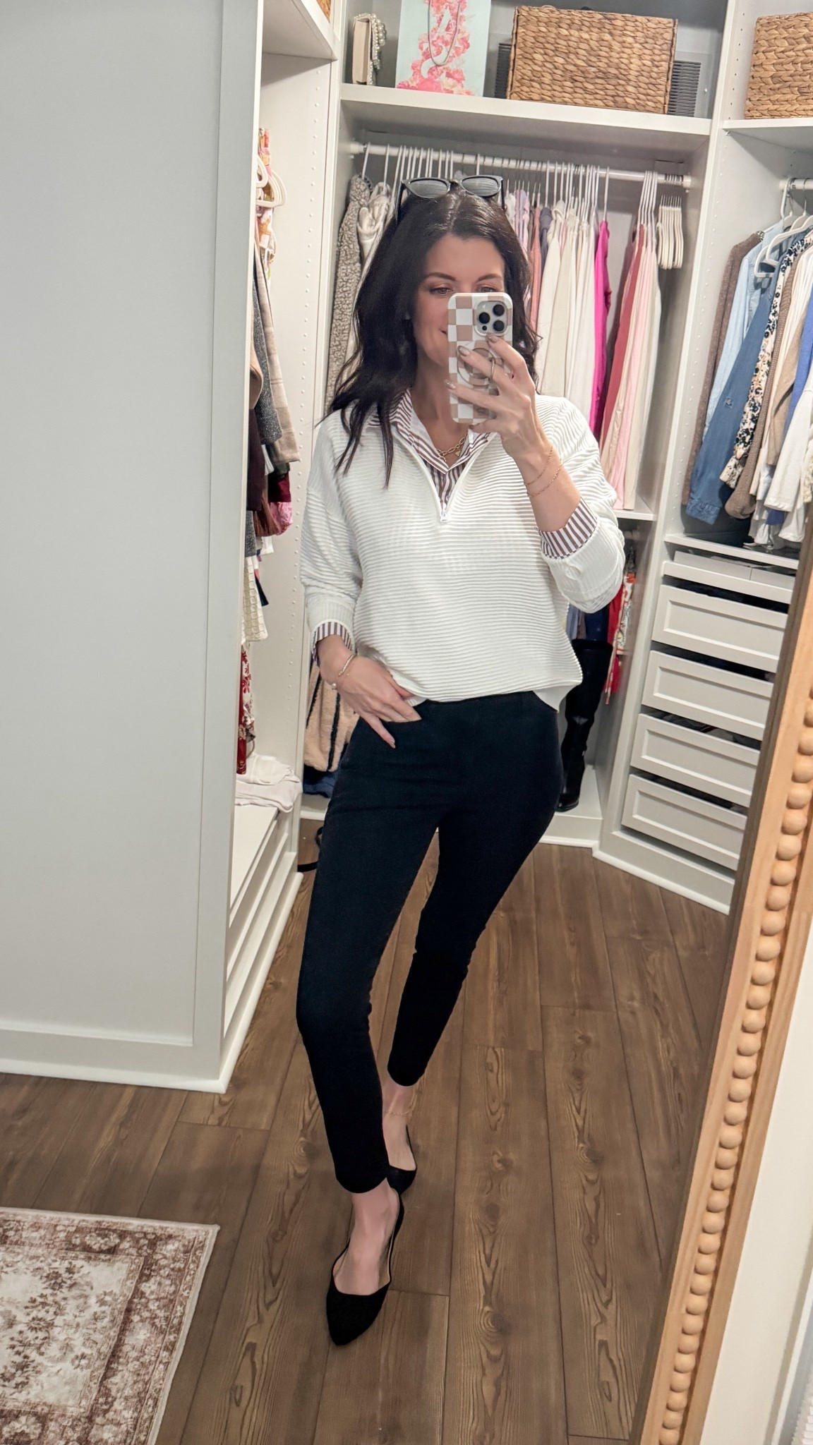 5’7 | 130
Pants: 2
Button Up: Small
Pullover: Smalll

#LTKWorkwear #LTKFindsUnder50 #LTKootd