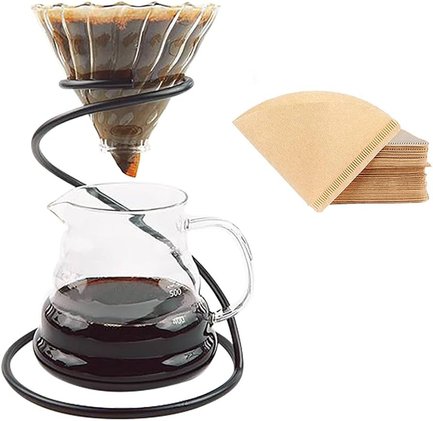 Pour Over Coffee Maker Set – Includes Glass Coffee Dripper, Metal Dripper Stand, Heat Resistanc... | Amazon (US)
