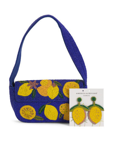 Lemon Beaded Shoulder Bag For Women, Leather | TJ Maxx